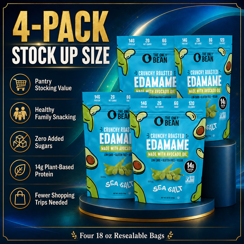 4 Pack The Only Bean Crunchy Roasted Edamame, Sea Salt, 18 oz