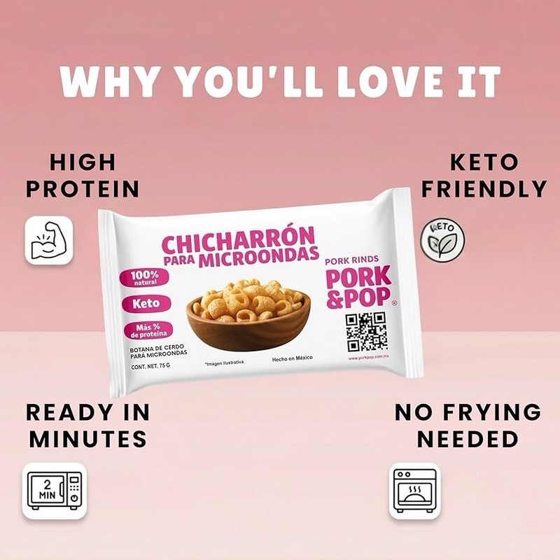 PORK & POP MICROWAVE PORK RINDS CHICARRONES KETO FRIENDLY PORK SNACK box W/10 gallery