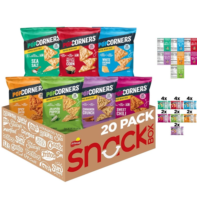 Gourmet 7 Flavor Variety Pack – Gluten Free Popped Corn Chips (20 x 1oz)