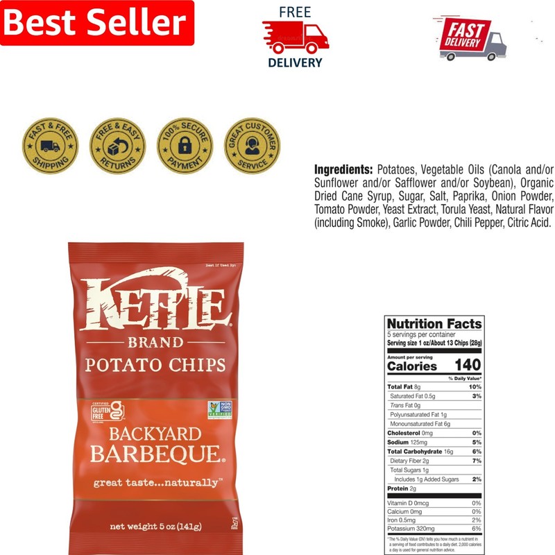 5 Oz Kettle Chips in Backyard Barbeque Flavor – Non-GMO, Gluten Free