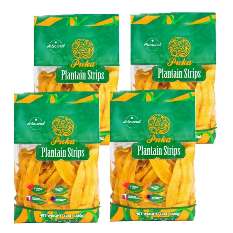 Puka Plantain Strips Original Chips (12oz) Vegan Non GMO Gluten FREE (4 Pack)