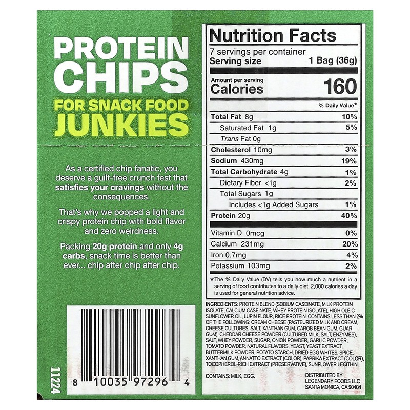 Popped Protein Chips, Jalapeno Cheddar, 7 Bags, 1.3 oz (36 g) Each gallery