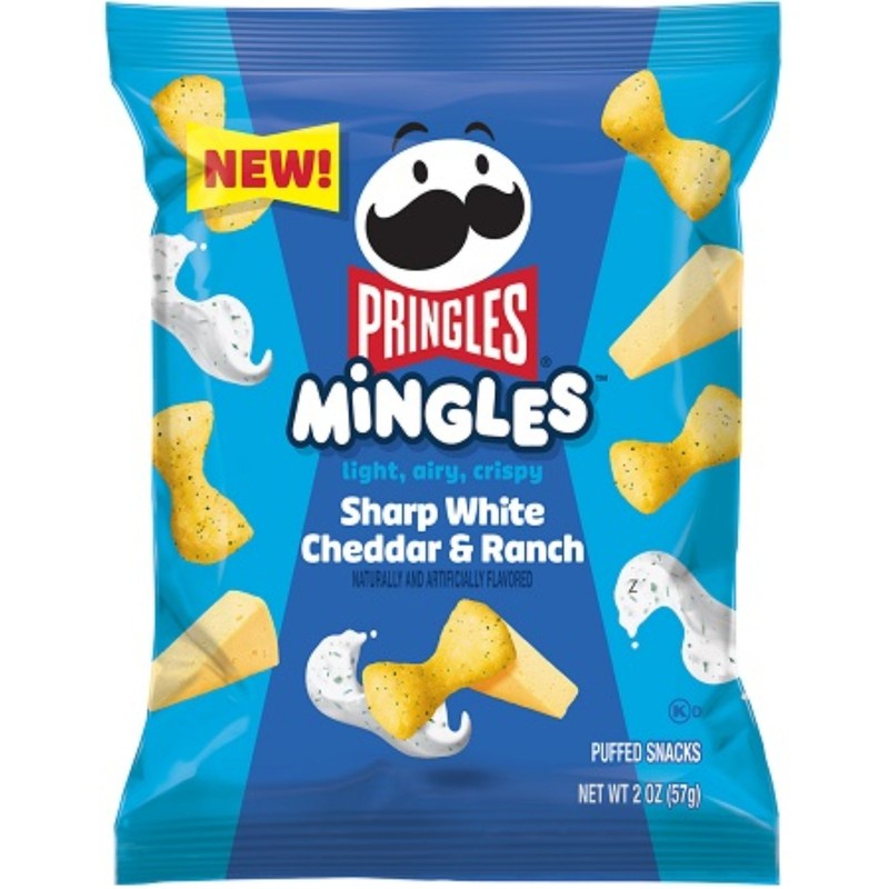3x Bags Pringles Mingles Sharp White Cheddar Ranch Puffed Snacks | 2oz