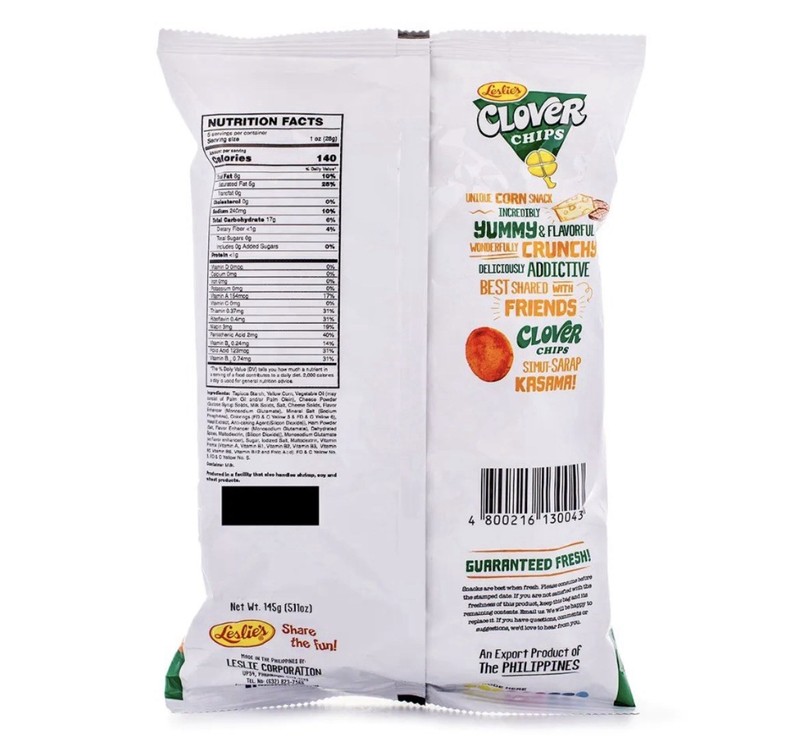 Leslie’s Clover Chips Ham & Cheese Flavor - 145g - Pack of 4 gallery