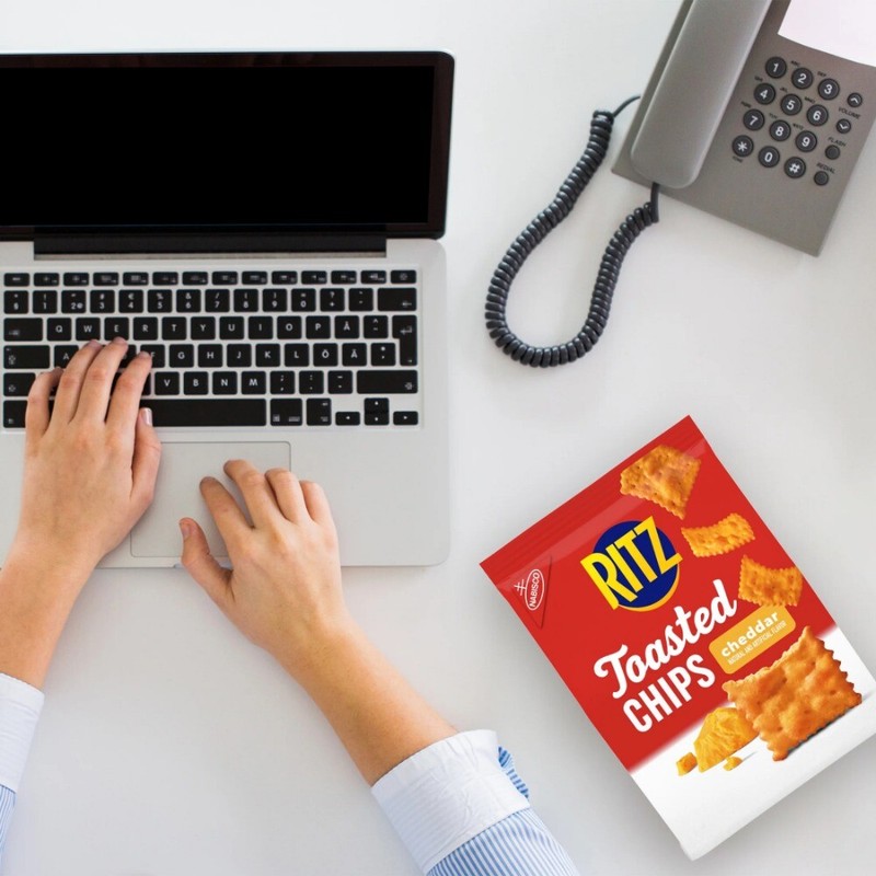 (3 pack) RITZ Toasted Chips Cheddar Crackers, Party Snacks, 8.1 oz gallery