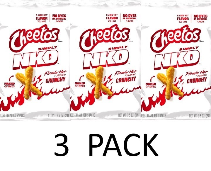 Cheetos Simply NKD No Dyes Crunchy Flamin’ Hot Cheese 8.5 oz Bag – 3 PACK