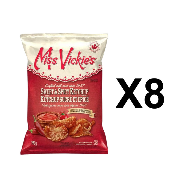 Miss Vickie’s Sweet Spicy Ketchup Kettle Potato Chips 190g Crispy Snack (8 Pack)