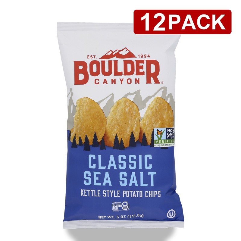 Classic Sea Salt Kettle Chips Boulder Canyon 5 Oz Bag 12 Pack