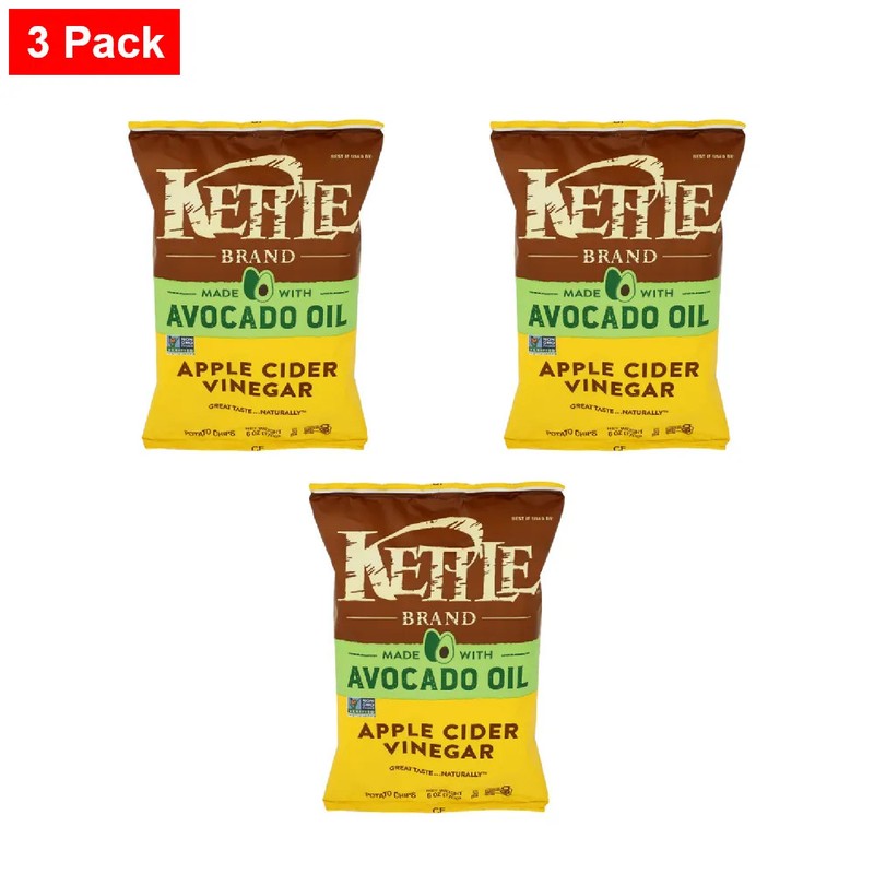 Kettle Avocado Oil Apple Cider Vinegar Potato Chips 6 oz – 3 Packs