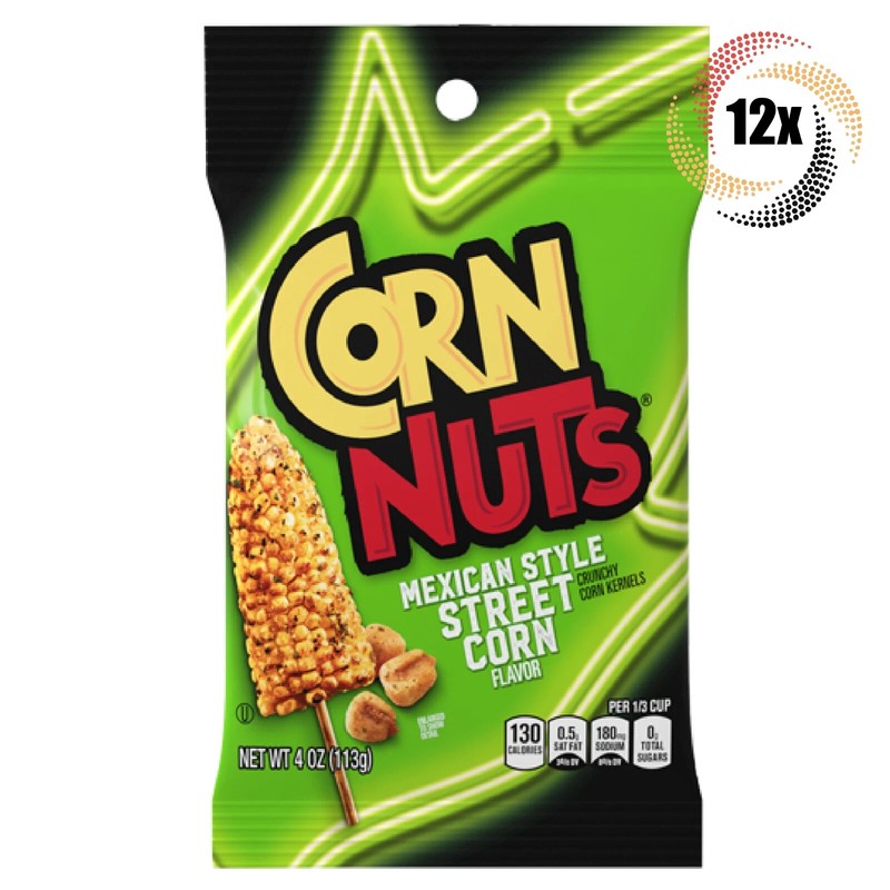 Full Box 12x Bags Corn Nuts Mexican Style Street Corn Crunchy Corn Kernels – 4oz