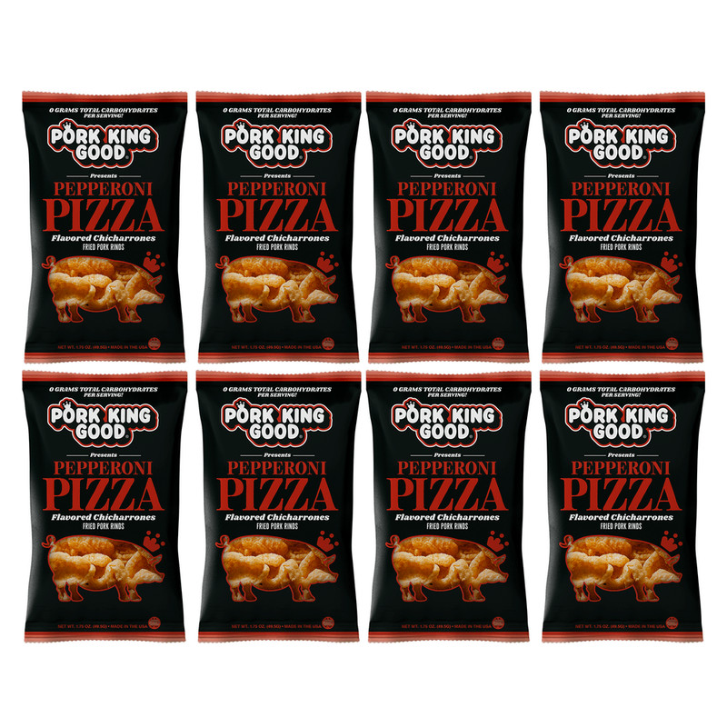 Pork King Good Pizza Flavored Pork Rinds Chicharrones 8 Pack Keto Snacks