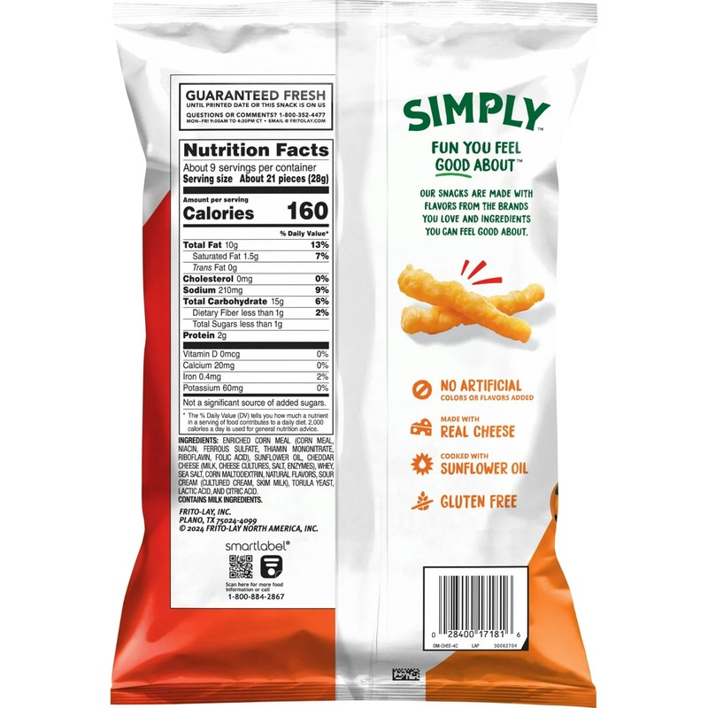 Simply Cheetos White Cheddar Crunchy Cheese Flavored Snacks 8.5 oz Bag NEW gallery