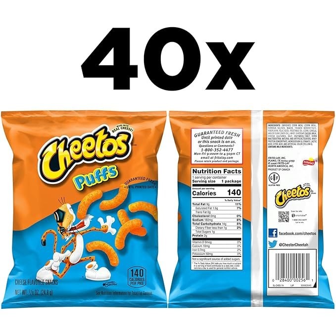 Cheetos Puffs Cheese Flavored Snacks, 0.875OZ ,Pack of 40 gallery