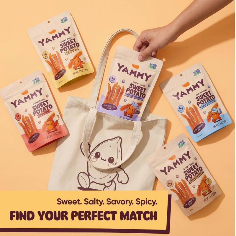 5pk Yammy Chewy Dried Sweet Potato Sticks Healthy Asian Snack 4g Fiber, 2.5oz gallery
