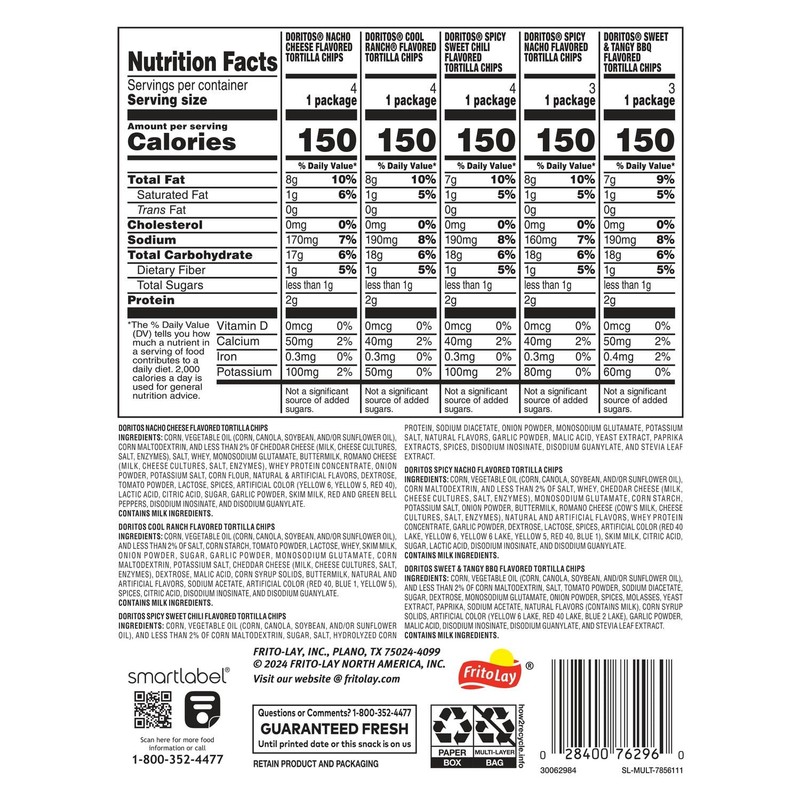 Doritos Tortilla Chips 5 Flavor Variety Pack Snack Chips, 1 oz Bags, 18 Count.. gallery