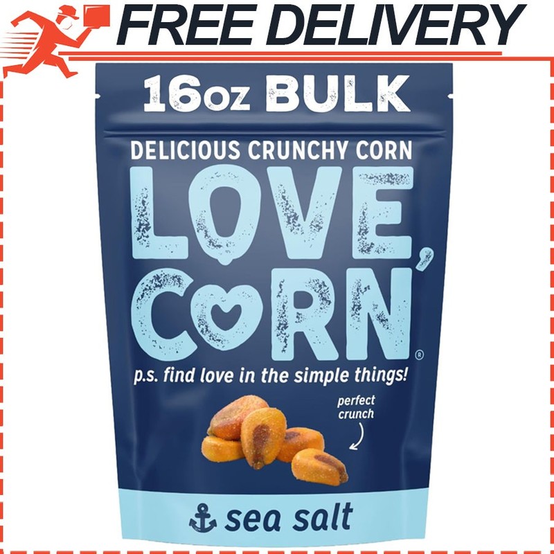 LOVE CORN Sea Salt 16oz Delicious Crunchy Corn Healthy Snacks Gluten Free Kosher