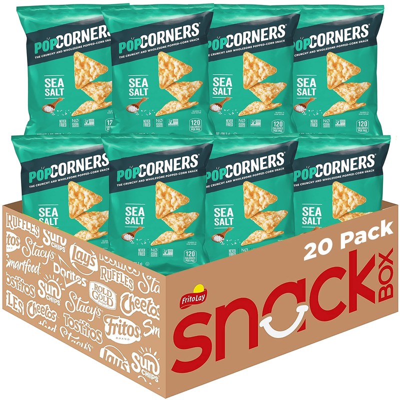PopCorners Popped Corn Snacks Sea Salt Chips 1oz Bags Pack of 20