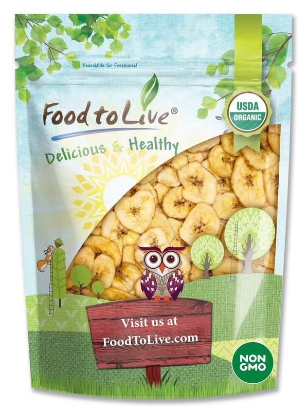 Organic Banana Chips, 8oz – Sweetened, Unsulfured, Non-GMO, Kosher, Vegan
