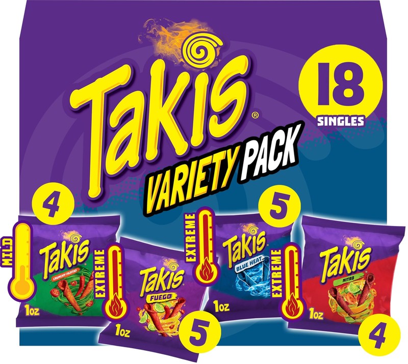 Takis 18 pc / 1 oz Variety Pack, Assorted Flavored Mixed 18 Count (Pack of 1)