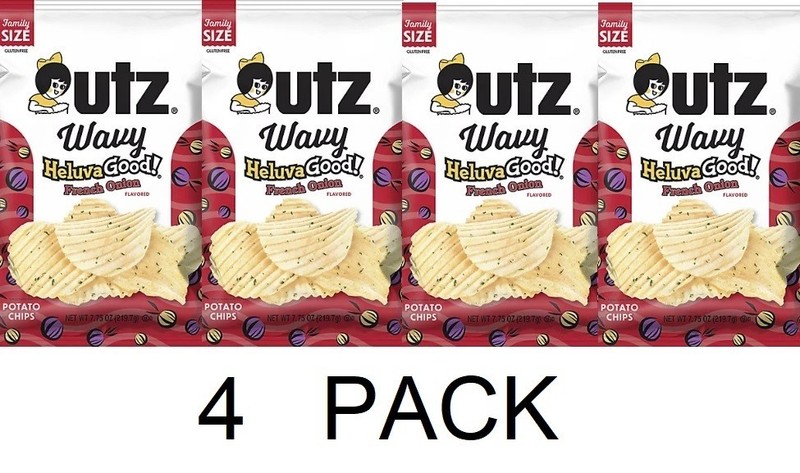 UTZ FAMILY SIZE French Onion WAVY Snack Potato Chips 7.75 oz Bag – 4 PACK