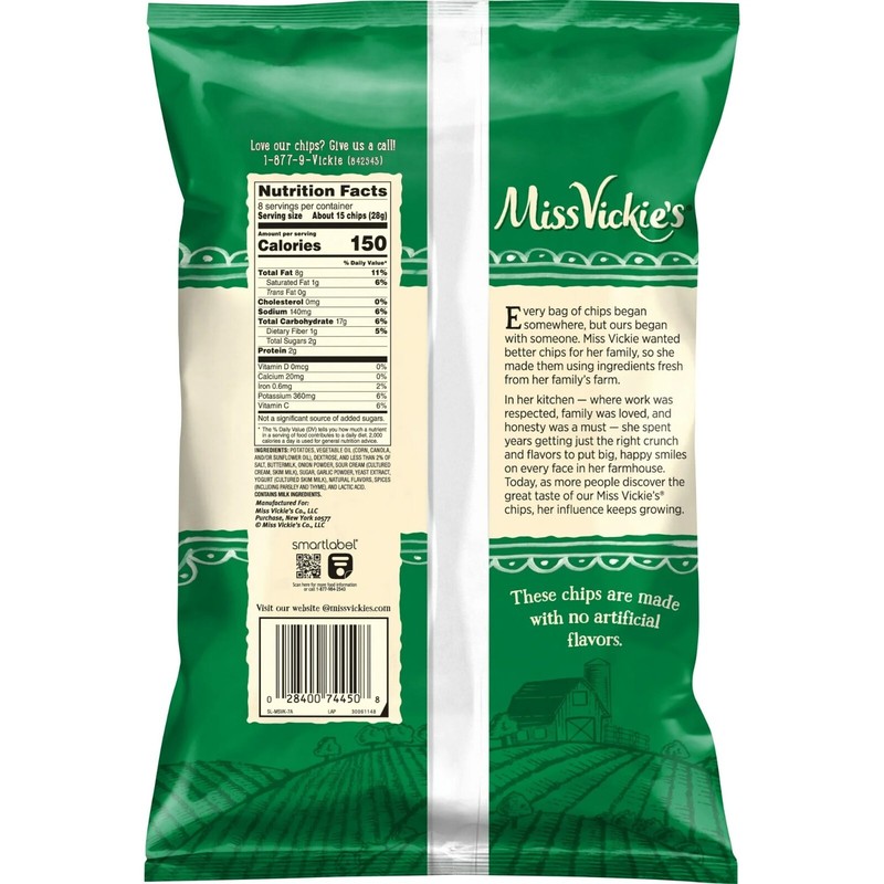 Miss Vickie's SOUR CREAM HERB & ONION Potato Chips Kettle Cooked 8.0oz (2 Pack) gallery