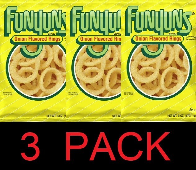 Funyuns Onion Flavored Rings Snack Chips 6 oz Bag – 3 PACK