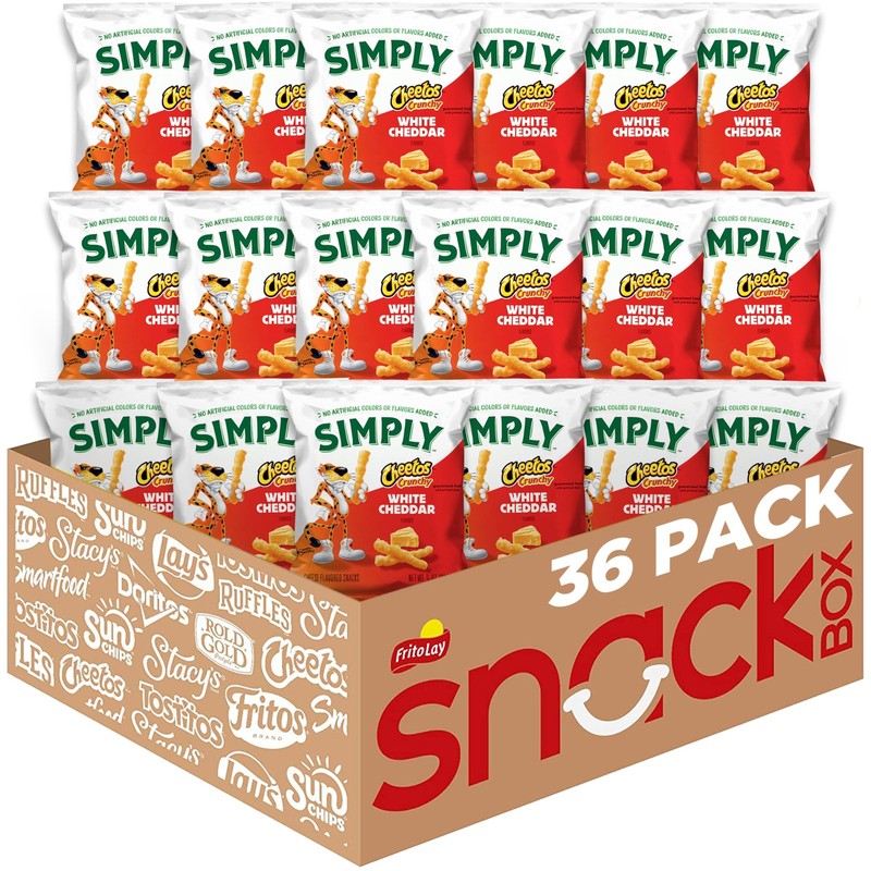 Simply Cheetos Crunchy White Cheddar Cheese Snacks 0.875 oz, Pack of 36
