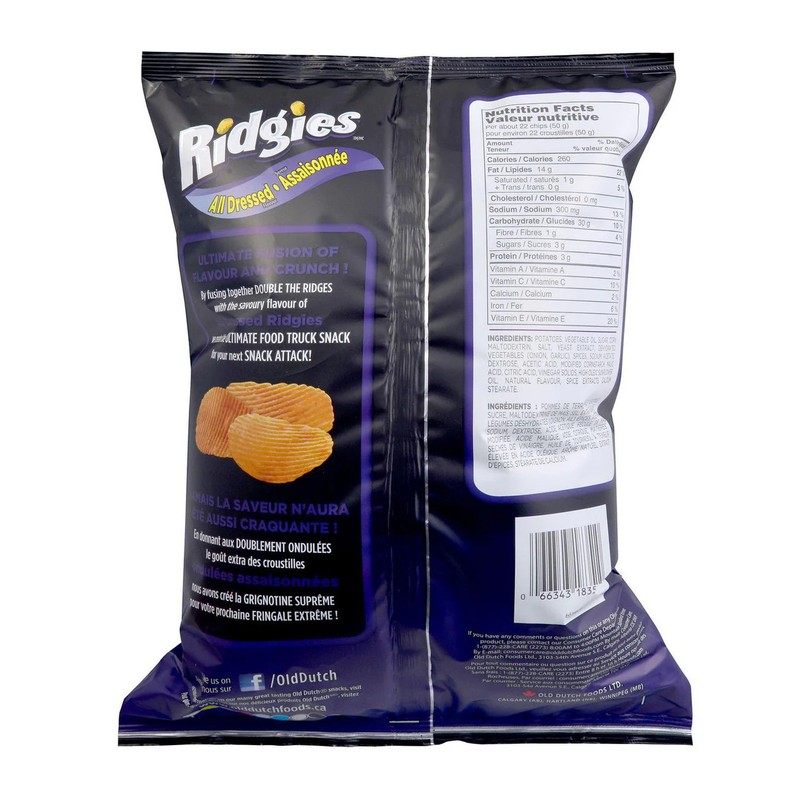Ridgies All Dressed Gluten Free Potato Chips, One Large Bag, gallery