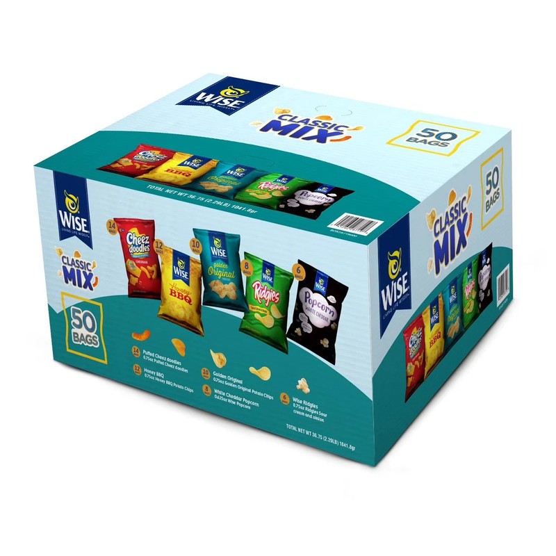50 Pack Wise Snacks Variety Box Chips Popcorn Mix Assorted Snacks