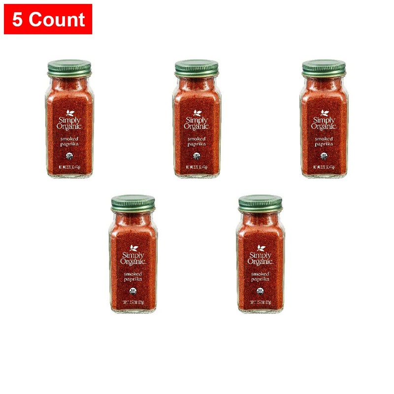 Simply Organic Smoked Paprika, 2.72 Ounce, Deep Smokey Flavor - 5 Count