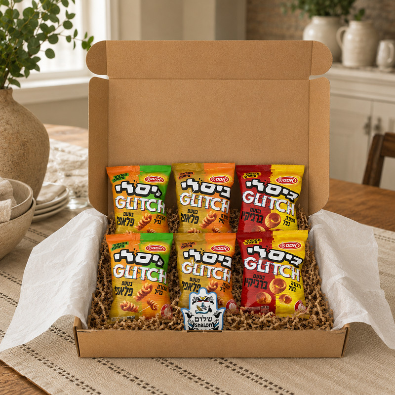 Bissli Glitch Israeli Snack Gift Box 6 Pack Kosher Osem Viral Chips 2026 Gift