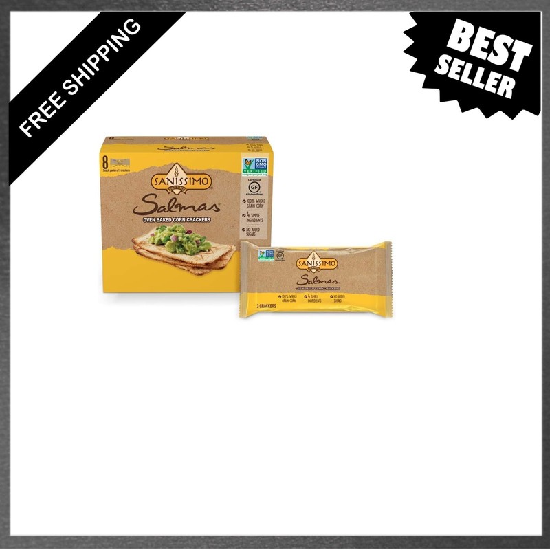 Corn Crackers, Whole Grain Corn, Oven Baked, Gluten Free, Non-GMO, 8 Pack, Snack