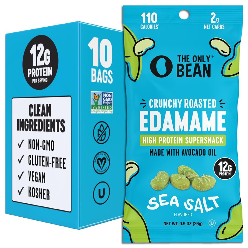 Crunchy Dry Roasted Edamame Snacks (Sea Salt), Healthy High Protein(11g) Keto…
