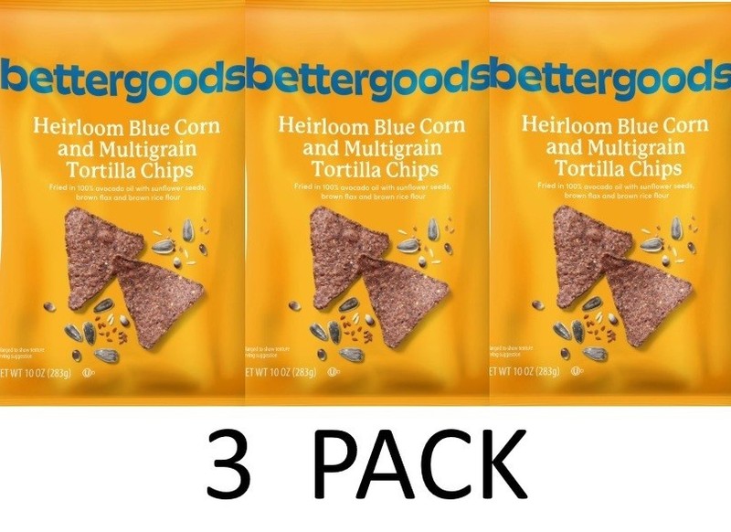 Bettergoods Heirloom Blue Corn and Multigrain Tortilla Chips 10 oz Bag – 3 PACK