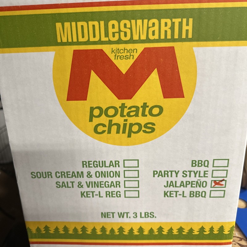 Middleswarth Potato Chips 3 pound Box FRESH! Jalapeño Flavor