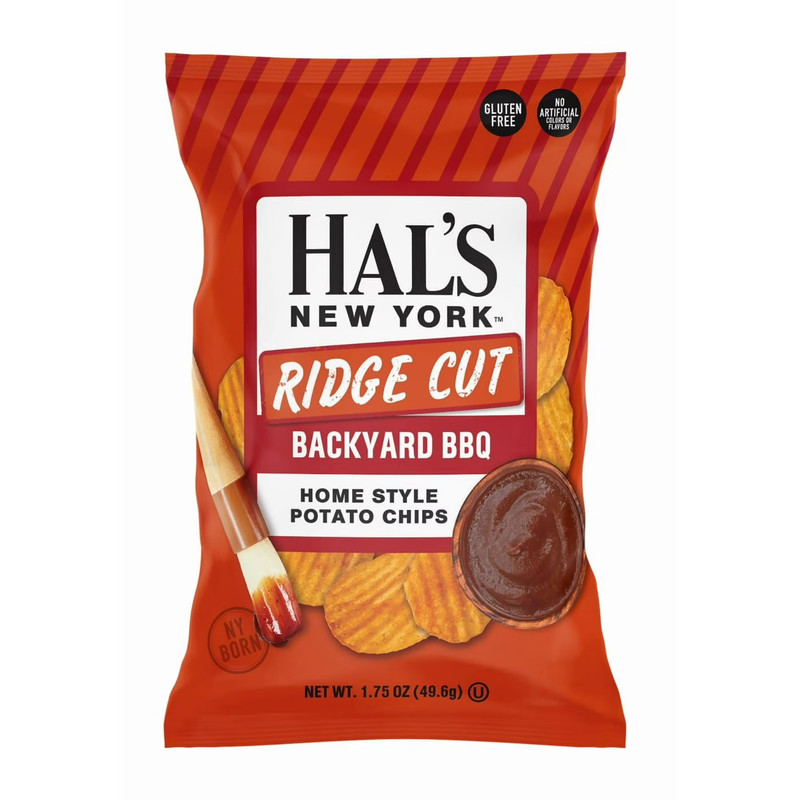Hal’s New York Ridge Cut Backyard BBQ Potato Chips 24 Pack 1.75 oz Bags