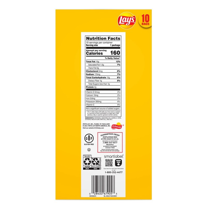 Lay's Classic Potato Snack Chips, 1 oz Bags, 10 Count Multipack gallery